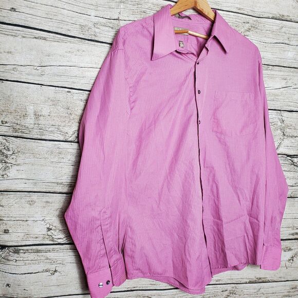 Van Heusen Fitted Wrinkle Free Pink Long Sleeve Button Down Shirt Size 17 XL - Picture 1 of 7